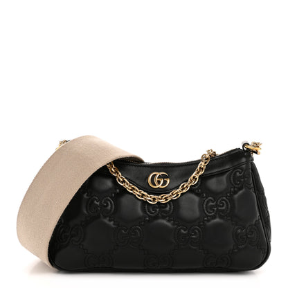 Gucci Calfskin GG Matelasse Chain Handbag Black Natural 1 of 13