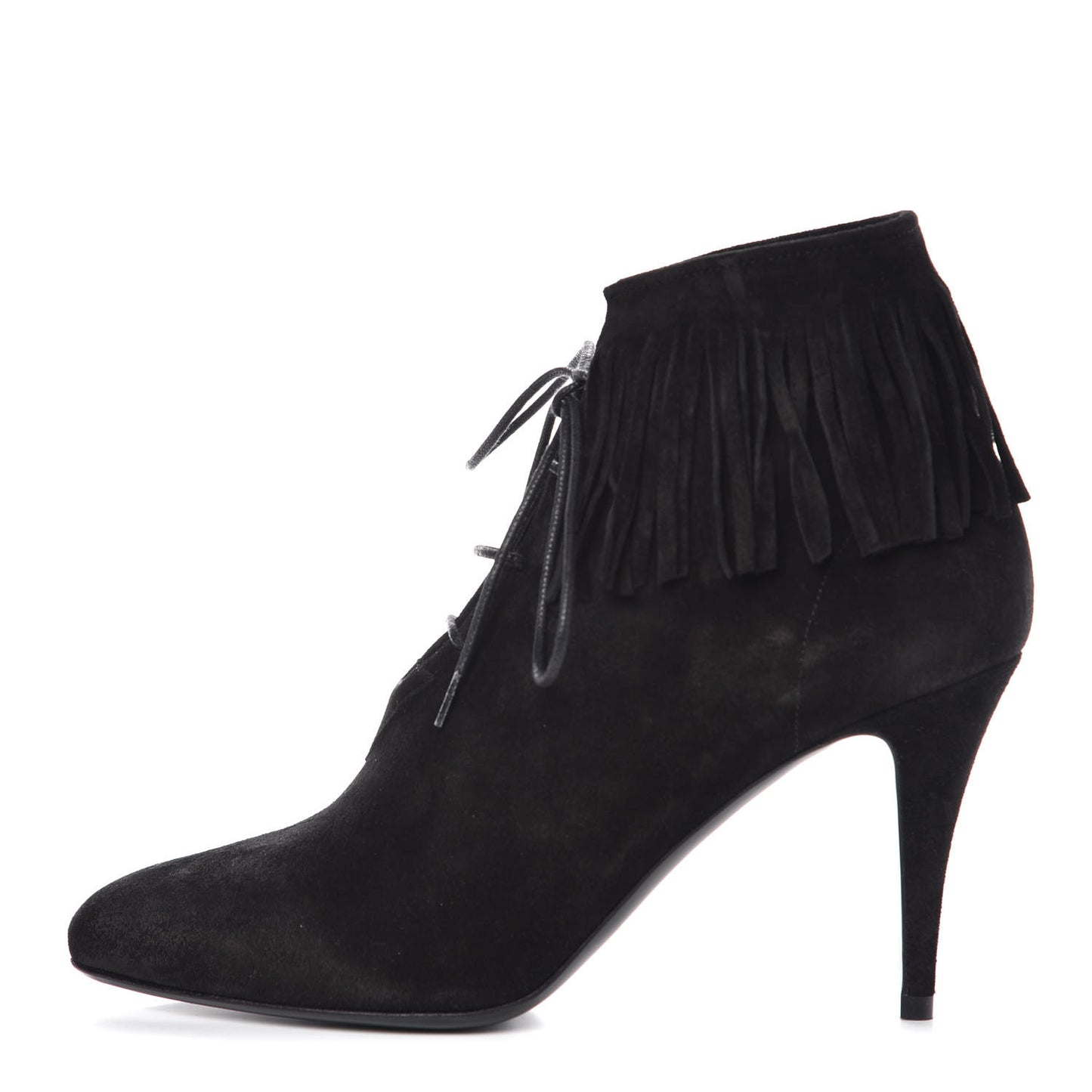 Suede Fringe Babies Ankle Boots 39 Black