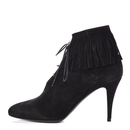 Saint Laurent Suede Fringe Babies Ankle Boots 39 Black 1 of 9