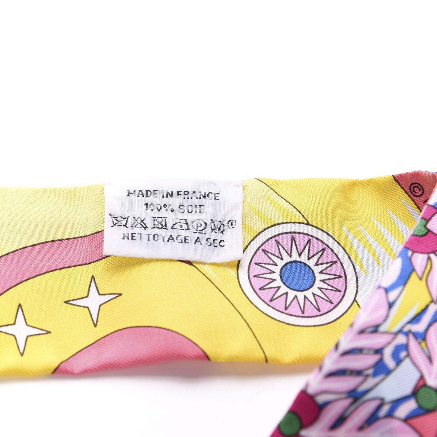 Hermes Silk La Source de Pegase Twilly Rose Vif Jaune Vif 3 of 4