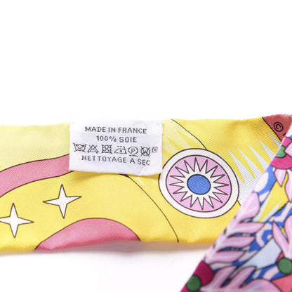 Hermes Silk La Source de Pegase Twilly Rose Vif Jaune Vif 3 of 4