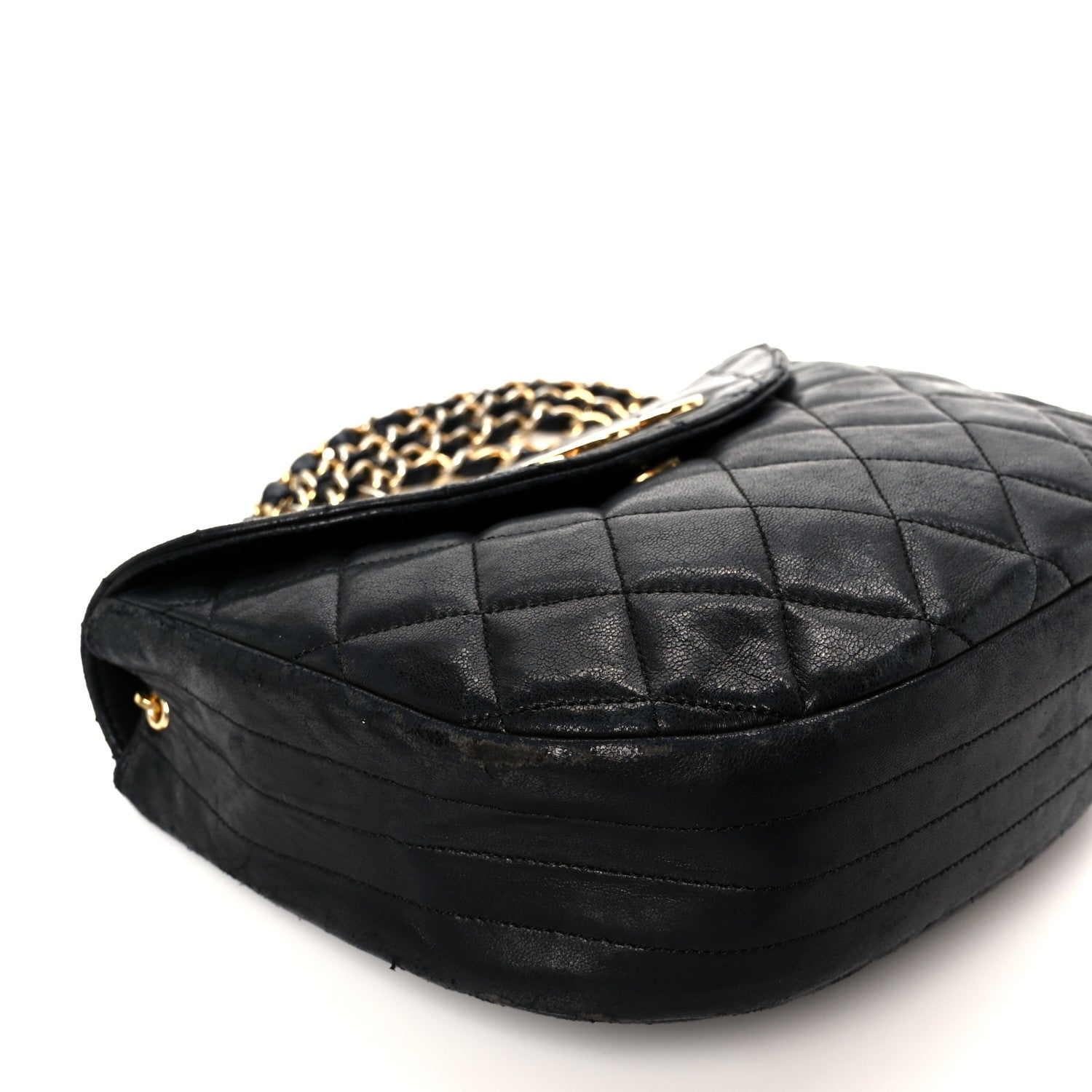 Chanel Lambskin Quilted Half Moon Flap Black 10 of 11
