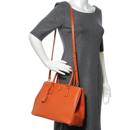 Prada Saffiano Lux Double Zip Tote Papaya 2 of 8