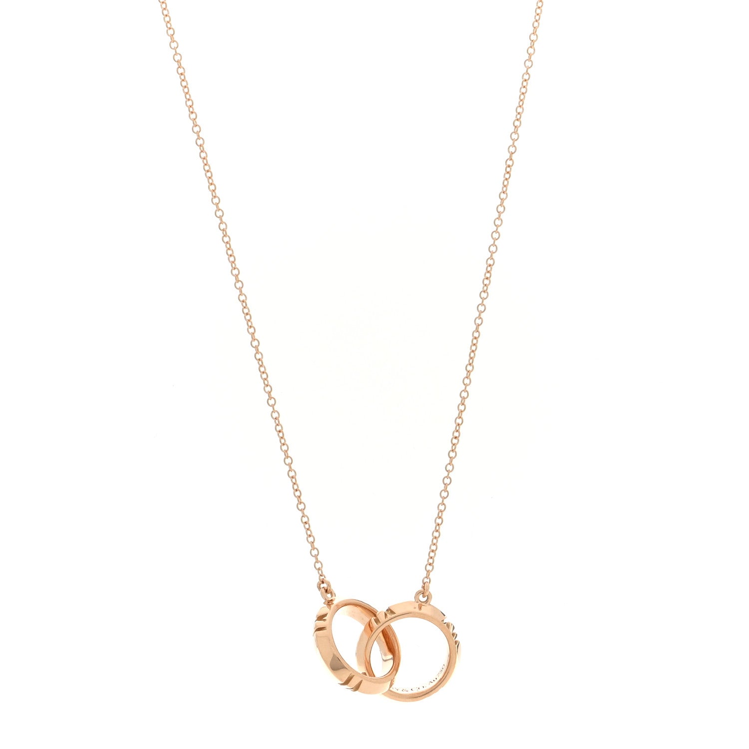Tiffany 18K Rose Gold Interlocking Atlas Open Pendant Necklace 1 of 5
