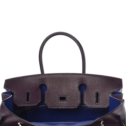 Hermes Chevre Mysore Bi-Color Horseshoe Birkin 30 Raisin Bleu Electrique 11 of 36