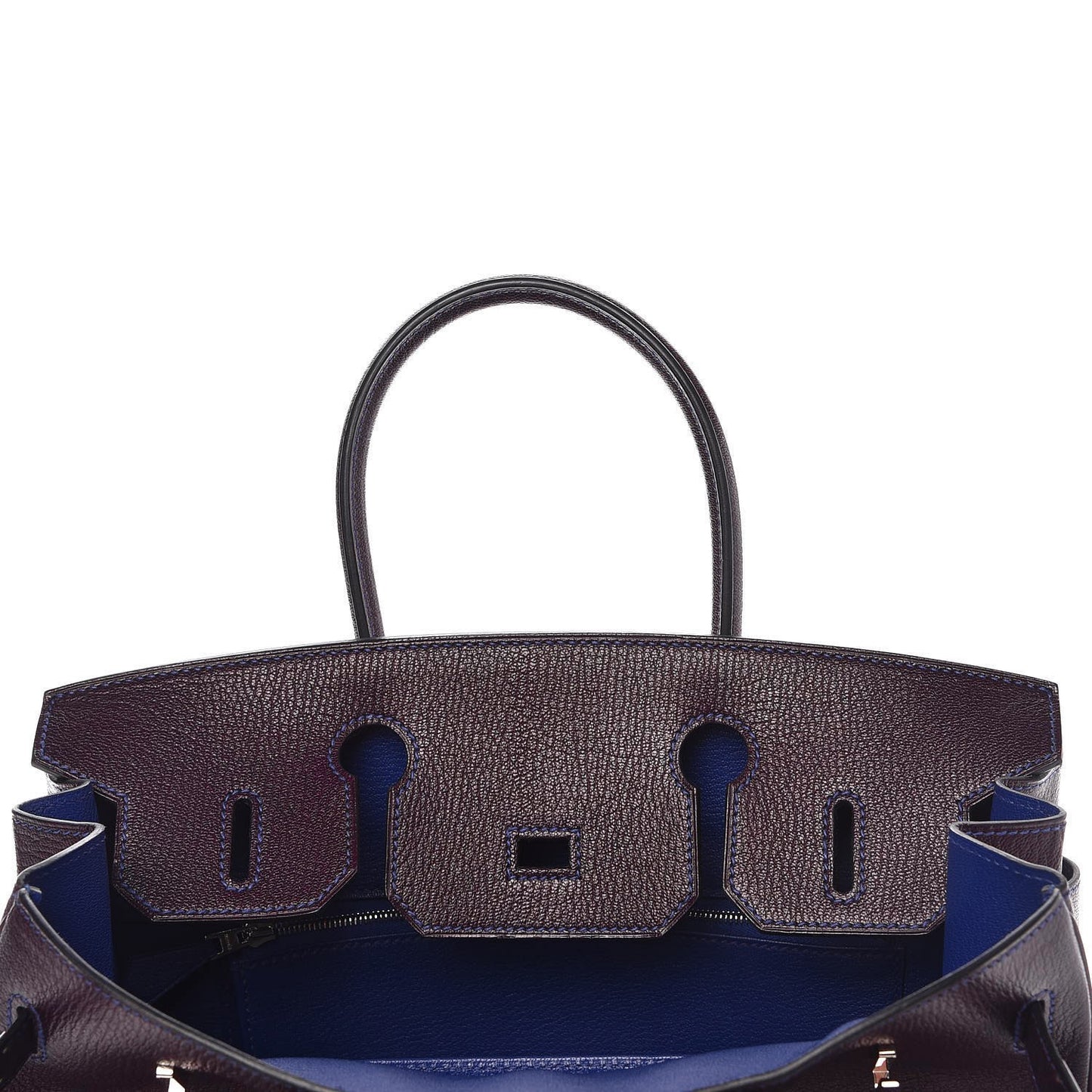 Chevre Mysore Bi-Color Horseshoe Birkin 30 Raisin Bleu Electrique