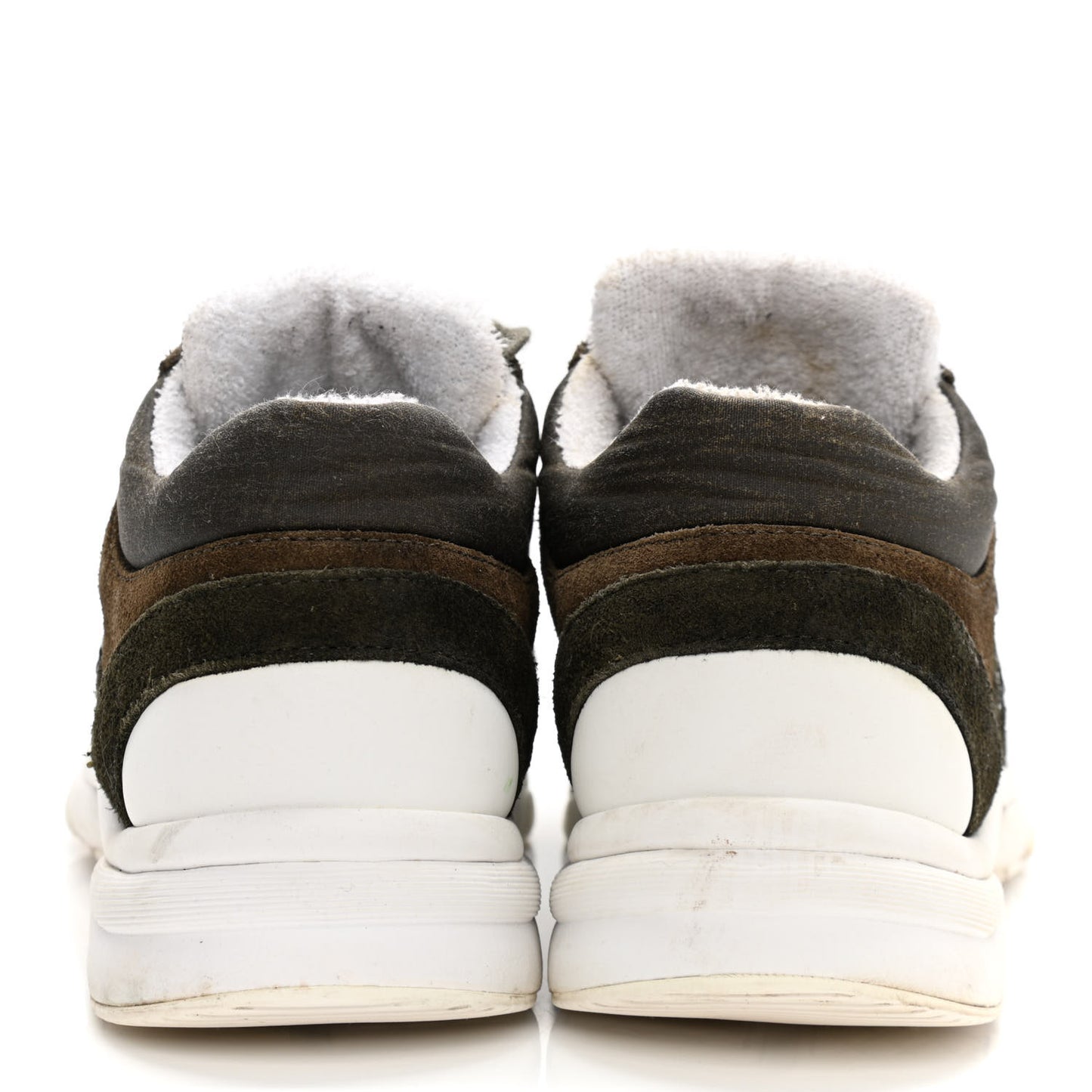 Fabric Calfskin Suede CC Womens Sneakers 36 Dark Green
