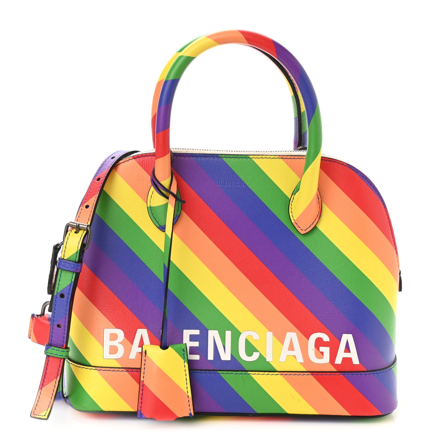 Smooth Calfskin Logo Rainbow S Ville Top Handle Bag Multicolor