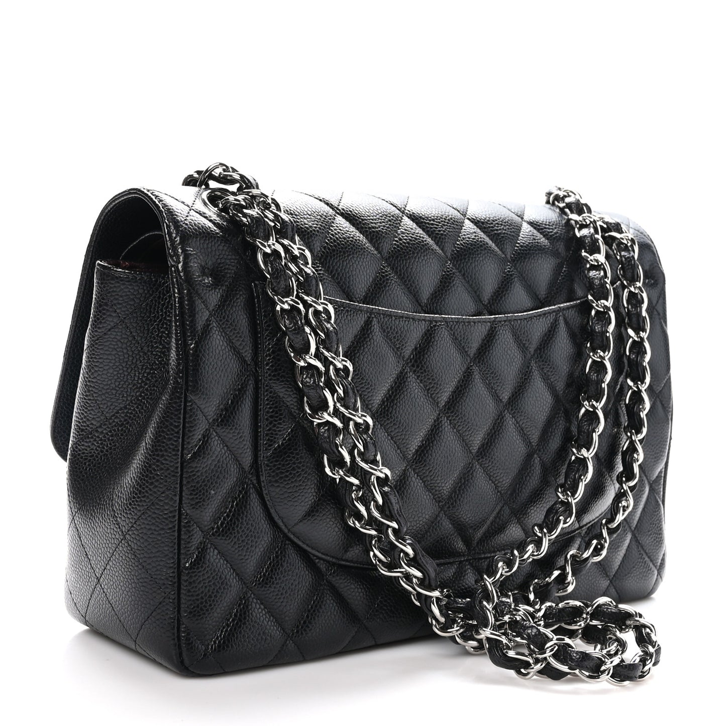 Caviar Quilted Jumbo Double Flap Black