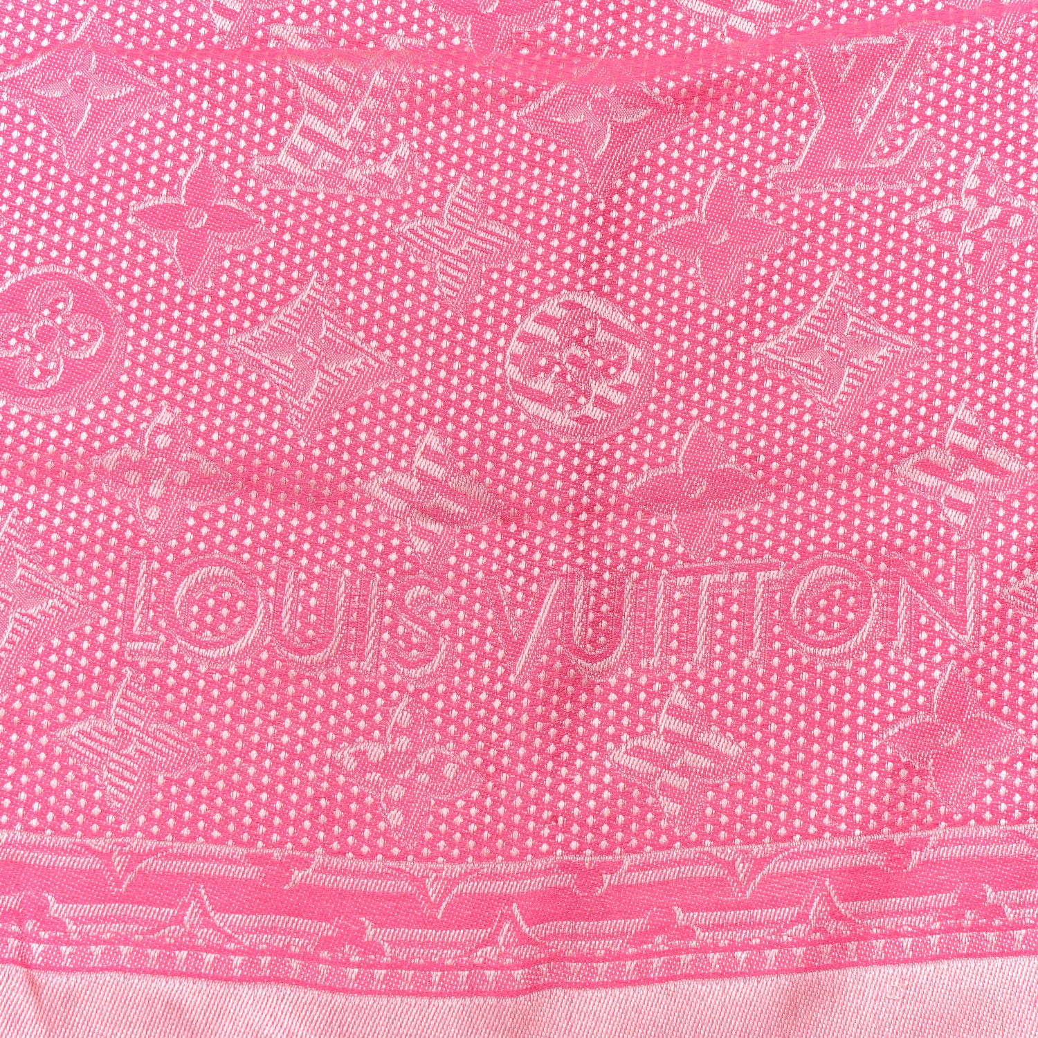 Louis Vuitton Silk Wool Monogram Shawl Pink 2 of 5