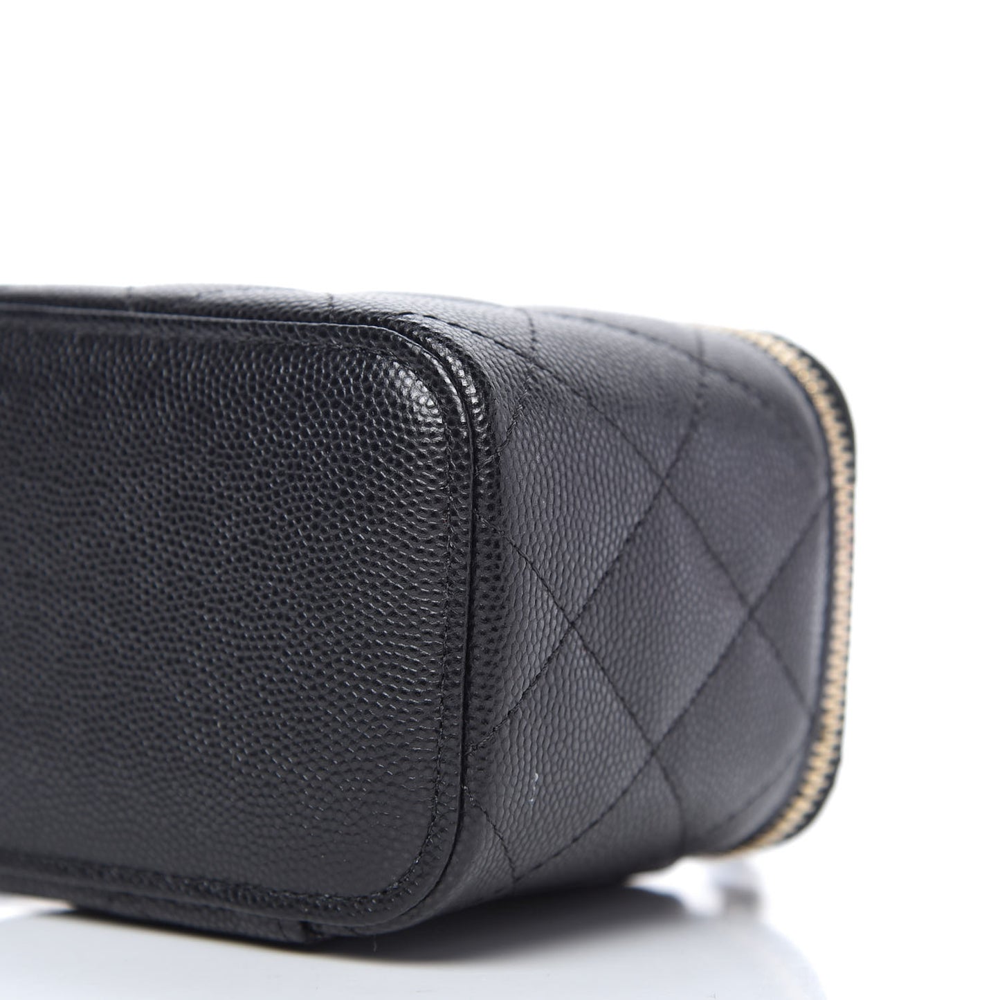 Caviar Quilted Mini Vanity Case With Chain Black