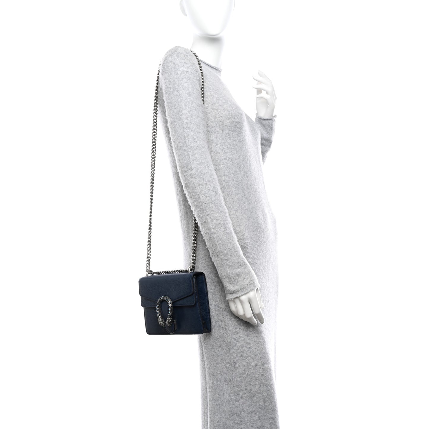 Dollar Calfskin Crystal Mini Dionysus Shoulder Bag Blue Agata Montana Sapphire