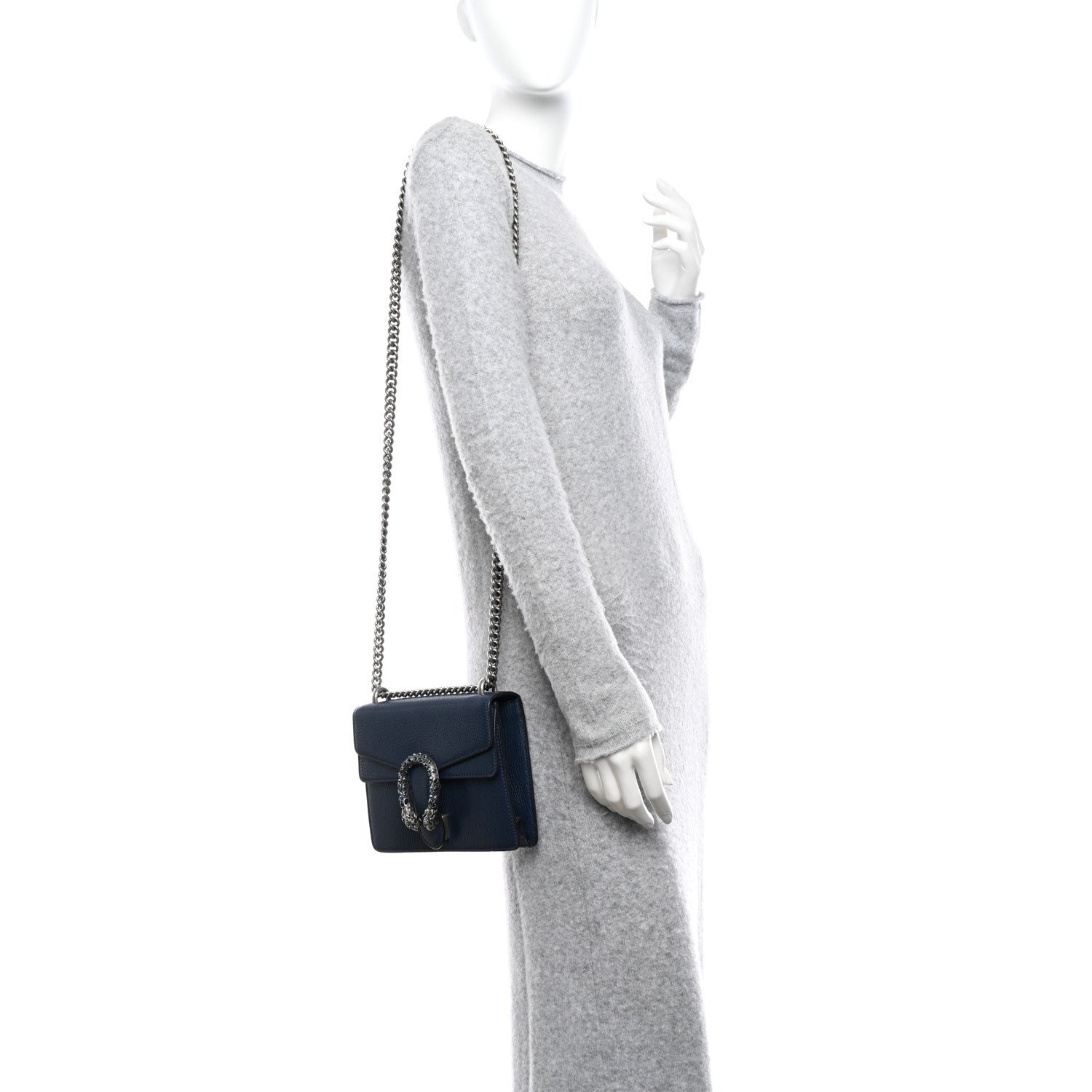 Gucci Dollar Calfskin Crystal Mini Dionysus Shoulder Bag Blue Agata Montana Sapphire 2 of 14