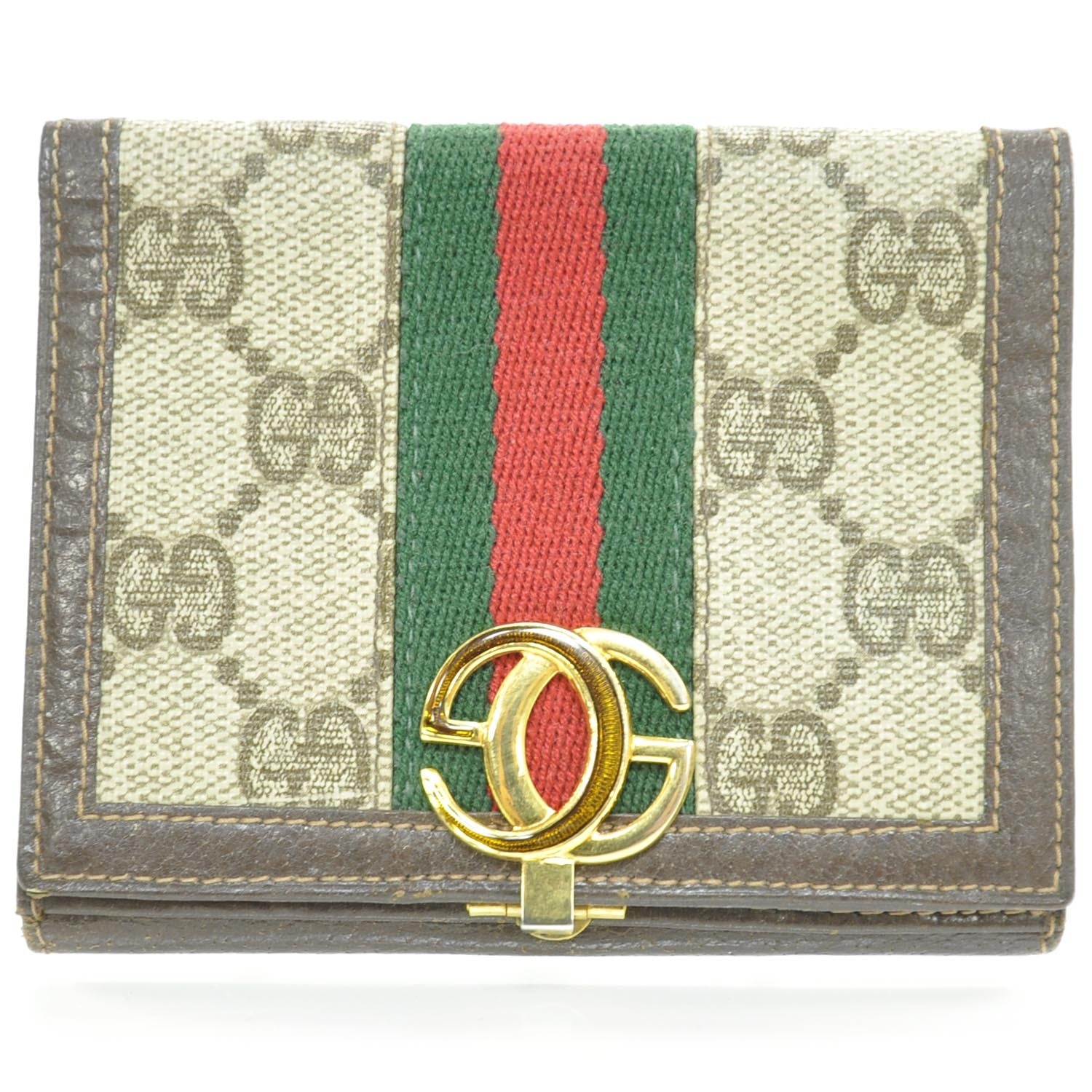Gucci Monogram Web French Wallet Brown 1 of 7