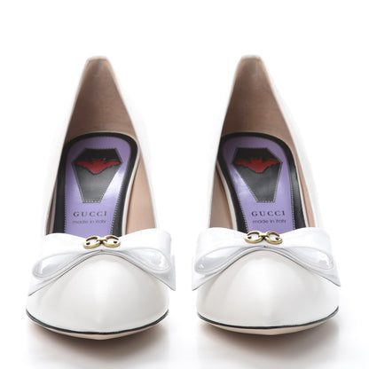 Gucci Calfskin GG Bow Sadie Spike Mid Heel Pumps 37.5 White 2 of 10