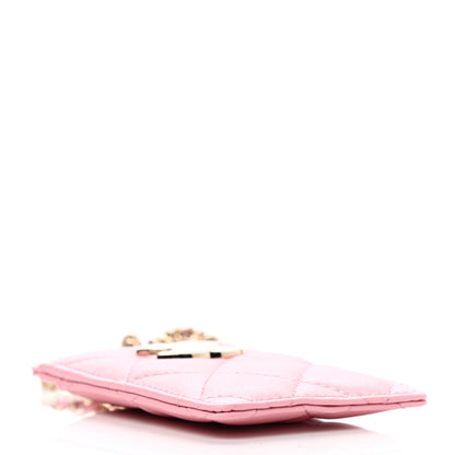 Chanel Lambskin Quilted Chanel Card Holder On Chain Pink 4 of 8