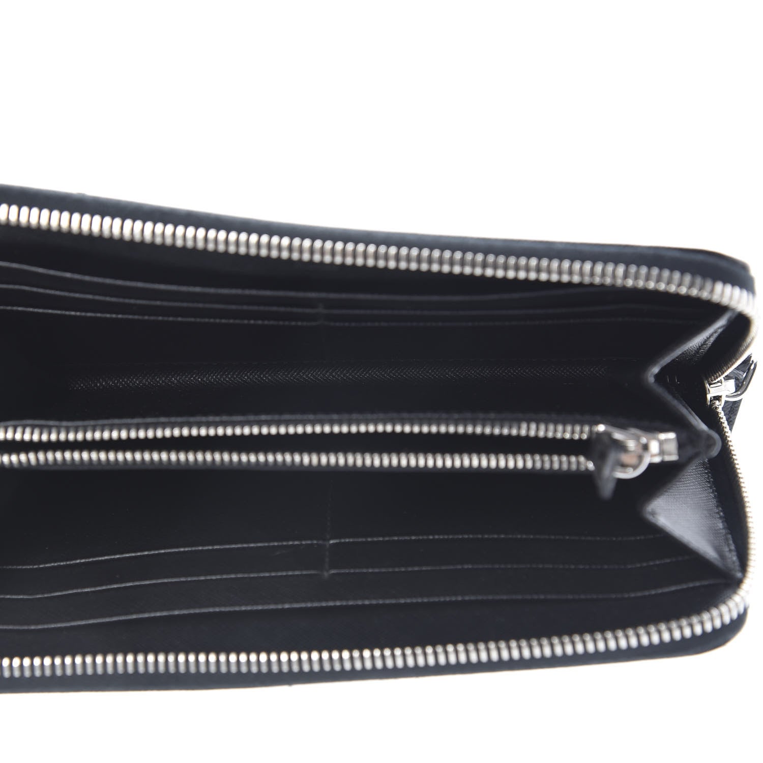 Prada Saffiano Oro Zip Around Wallet Black 5 of 9