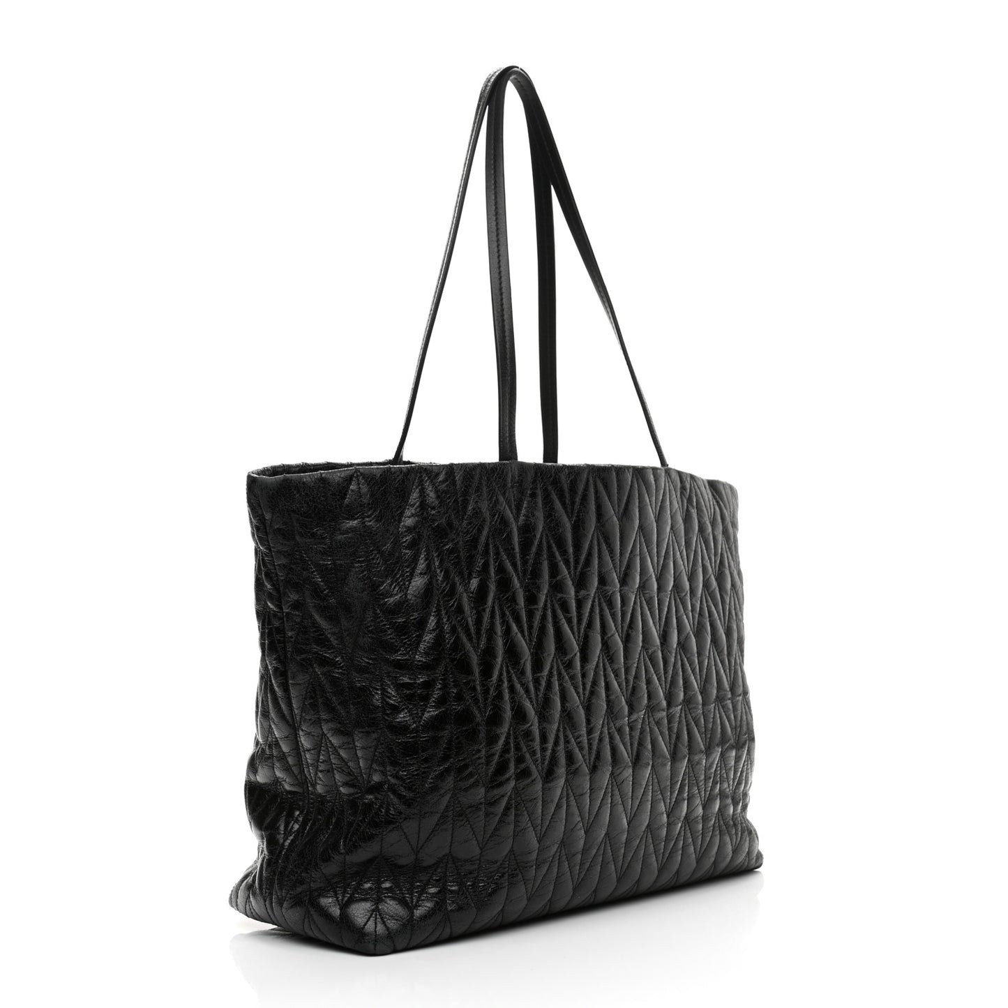 Nappa Matelasse Shine Trapuntato Large Tote Bag Black