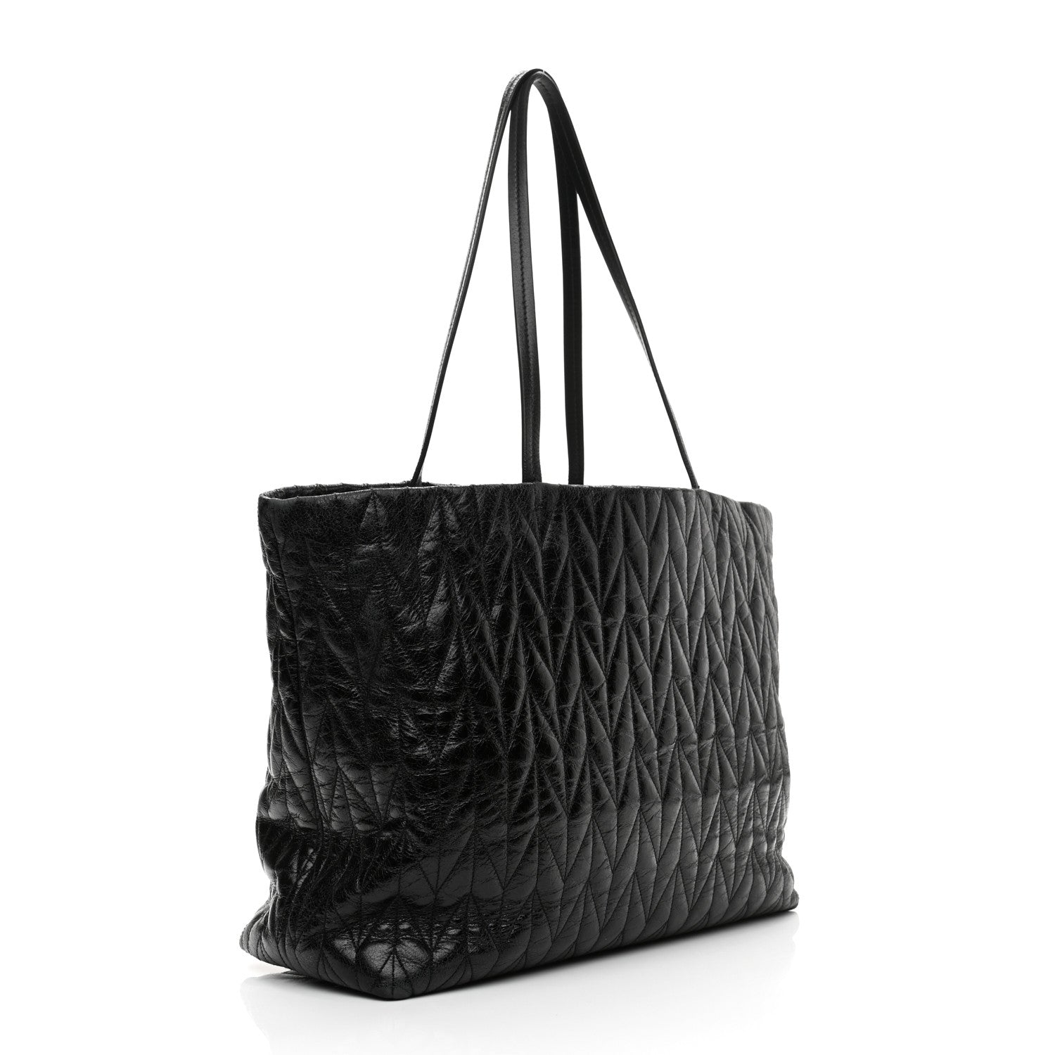 Miu Miu Nappa Matelasse Shine Trapuntato Large Tote Bag Black 2 of 12