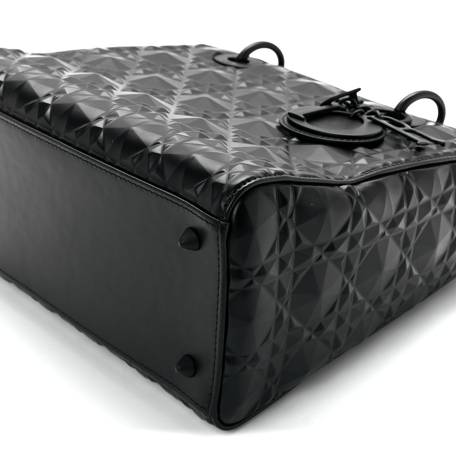 Christian Dior Calfskin Cannage Diamond Cannage Medium Lady Dior Black 11 of 11