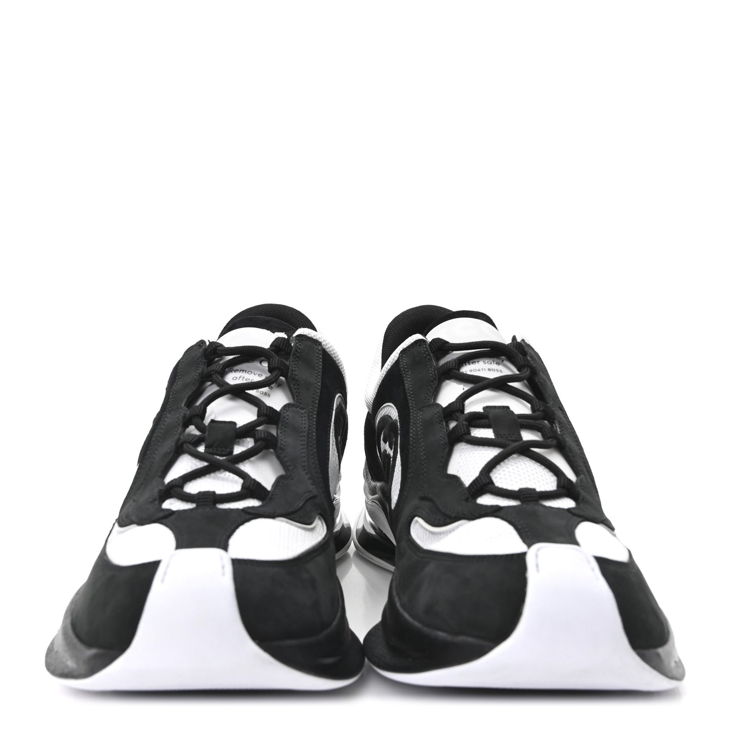 Technical Knit Fabric Suede Calfskin Mens Gucci Run Sneakers 11.5 Black White