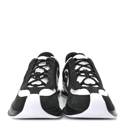 Gucci Technical Knit Fabric Suede Calfskin Mens Gucci Run Sneakers 11.5 Black White 3 of 9