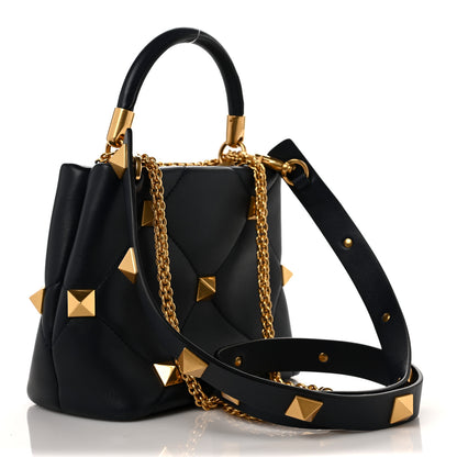 Valentino Garavani Nappa Small Roman Stud The Handle Bag Black 3 of 8
