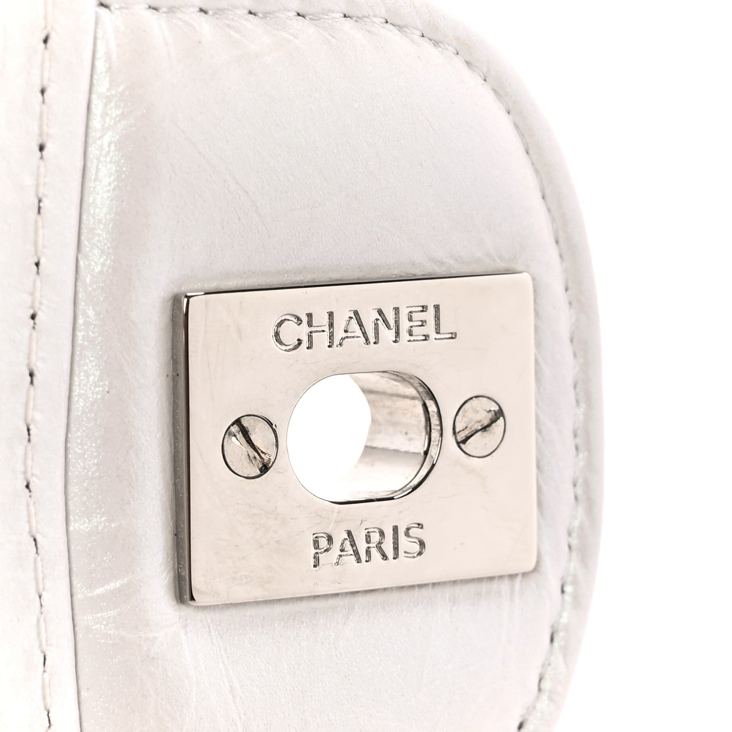 Chanel Iridescent Crumpled Calfskin Quilted Medium Double Flap White 7 of 12