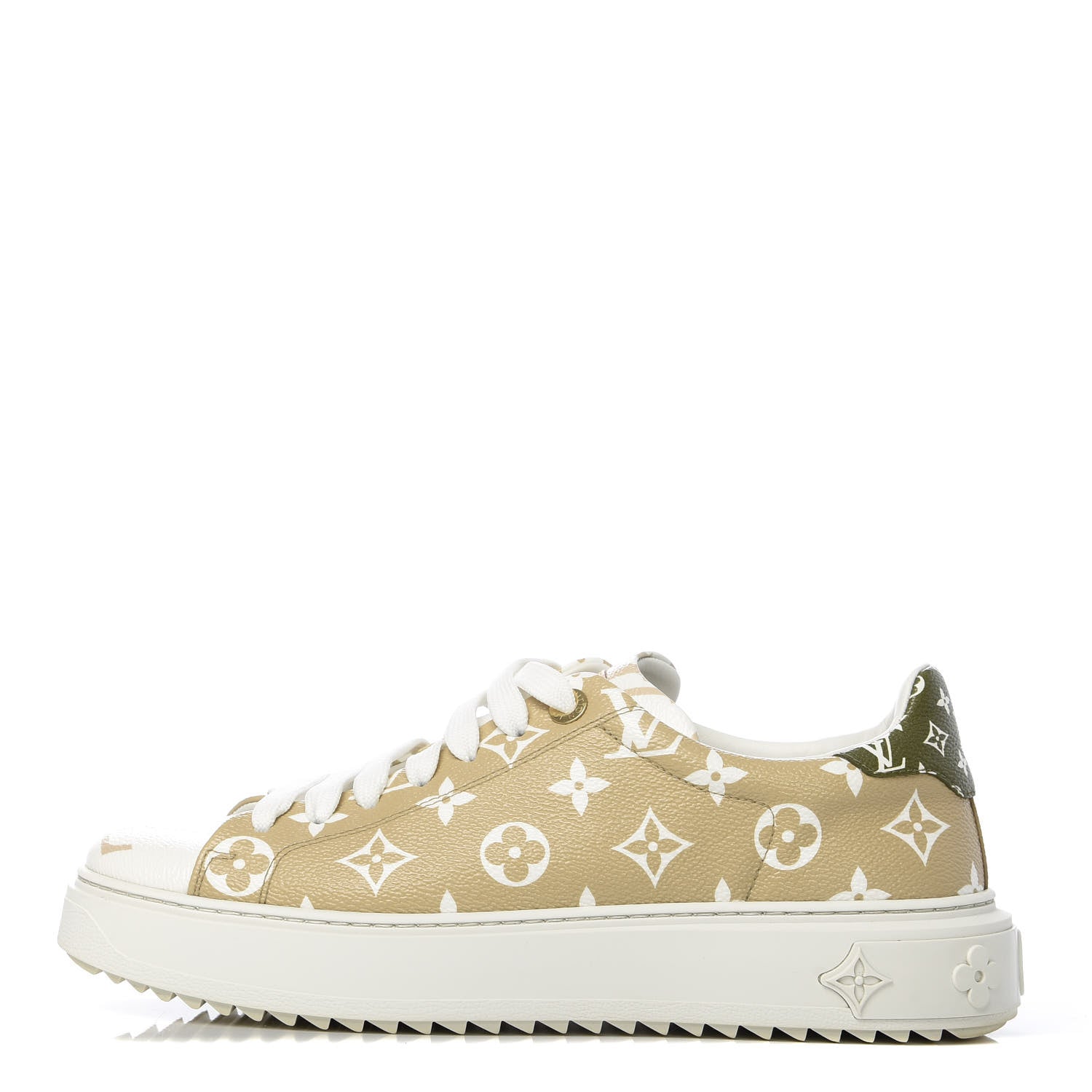 Louis Vuitton Monogram Giant Time Out Sneakers 41 Kaki White Beige 1 of 14