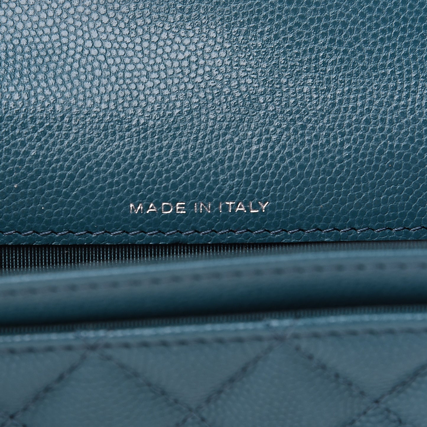 Caviar Quilted Flap Card Holder Wallet Dark Turquoise