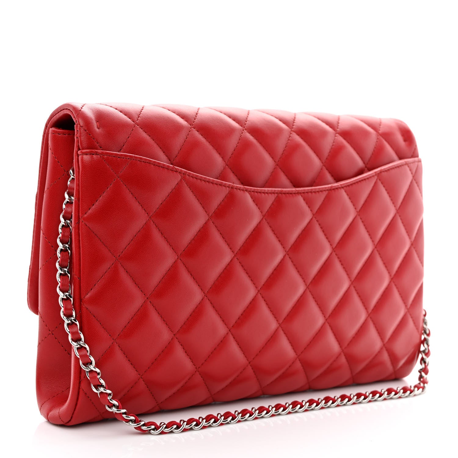 Chanel Lambskin Quilted Flap Clutch Red 3 of 11