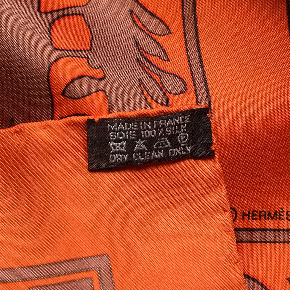 Hermes Silk Early America Scarf 90 Orange Turquoise Havane 7 of 7