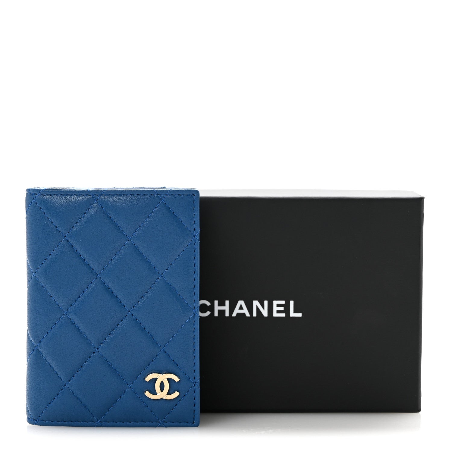 Chanel Lambskin Quilted Card Holder Wallet Blue 9 of 9