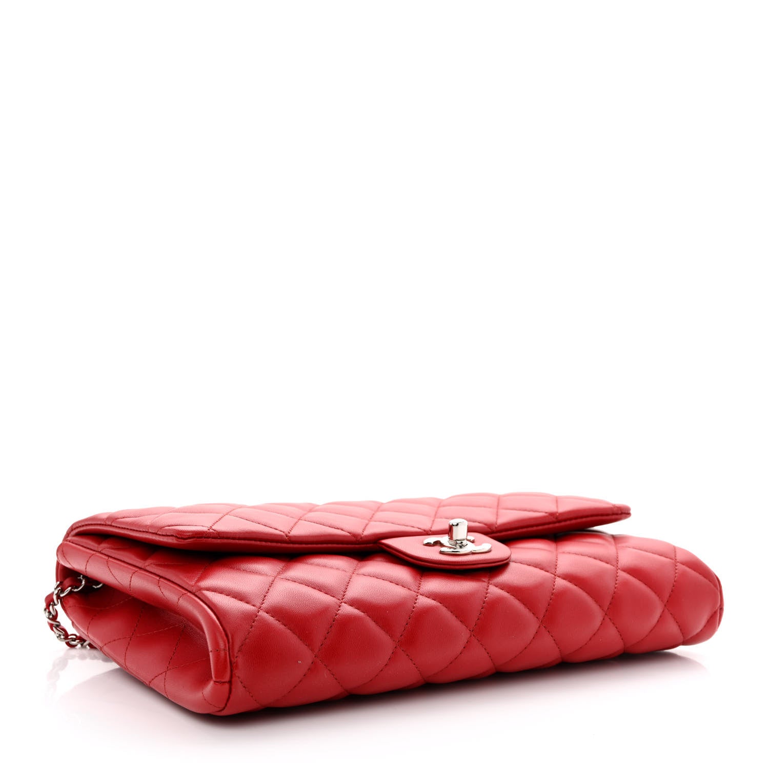 Chanel Lambskin Quilted Flap Clutch Red 4 of 11
