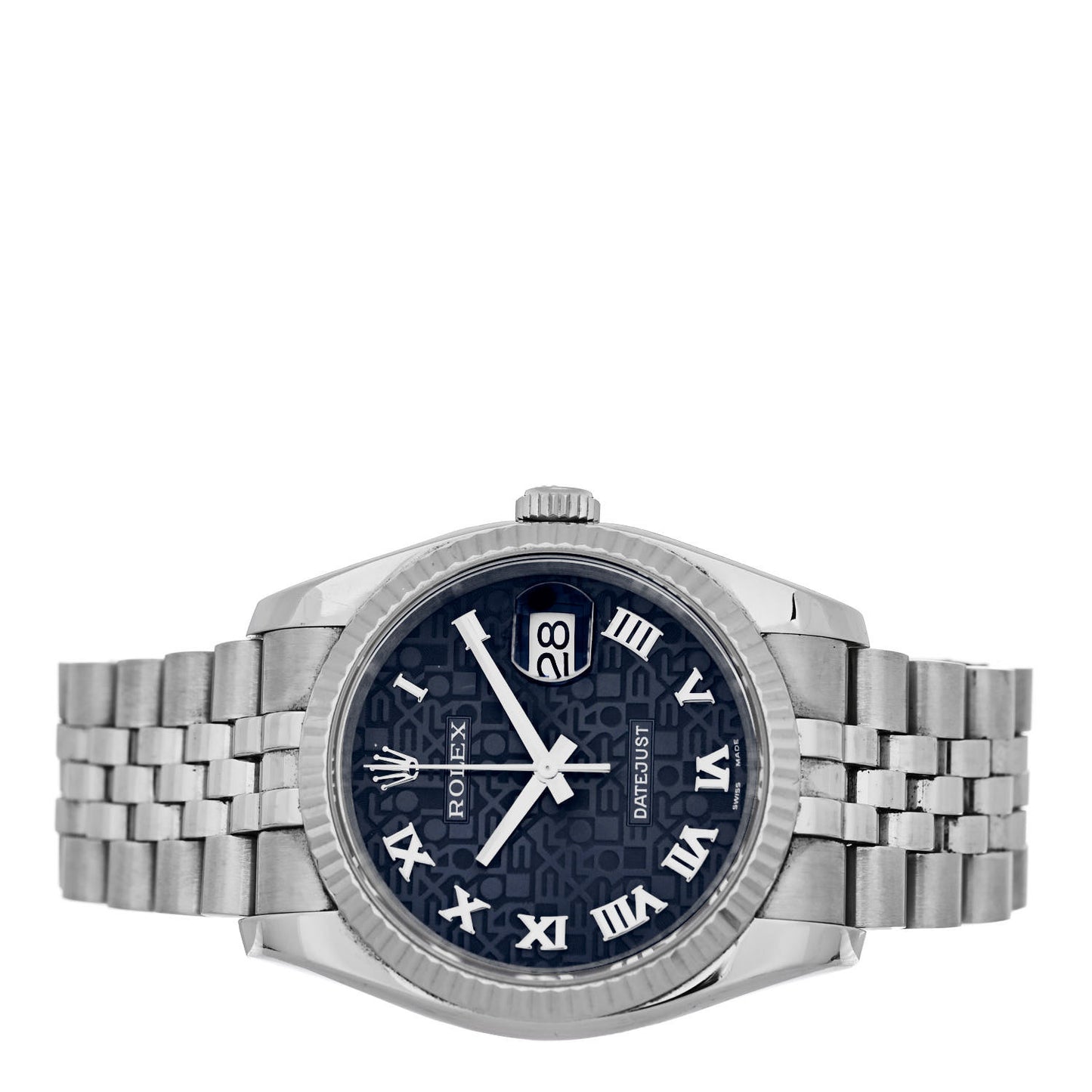Stainless Steel 18K White Gold 36mm Oyster Perpetual Datejust Watch Blue Jubilee 11623