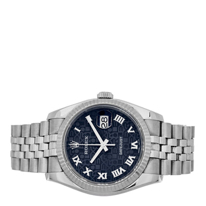 Rolex Stainless Steel 18K White Gold 36mm Oyster Perpetual Datejust Watch Blue Jubilee 11623 2 of 4