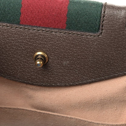 Gucci Textured Calfskin Web Crystal Butterfly Stripe Medium Totem Top Handle Bag New Acero 13 of 19
