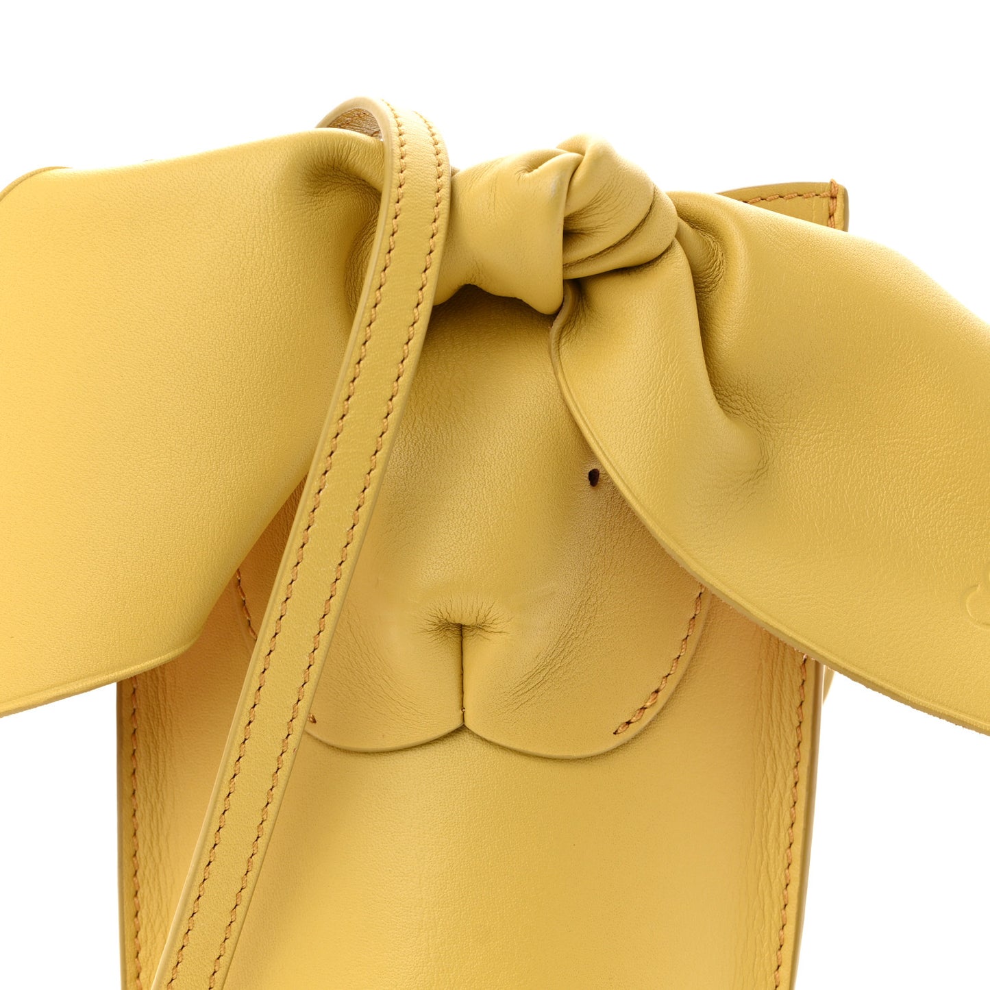 Calfskin Bunny Pouch Crossbody Bag Mustard