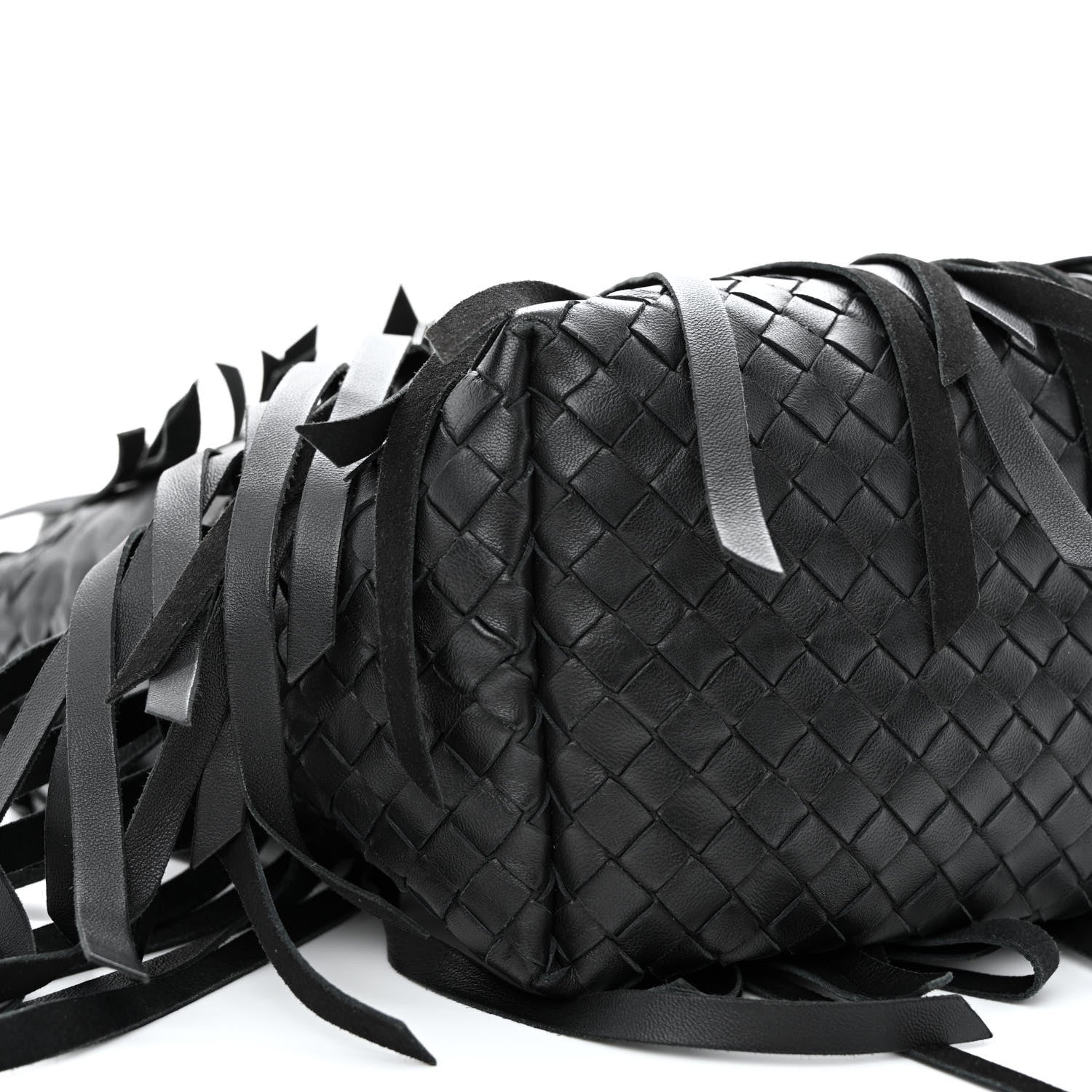 Bottega Veneta Nappa Fringe Woven Handle Tote Black 9 of 14