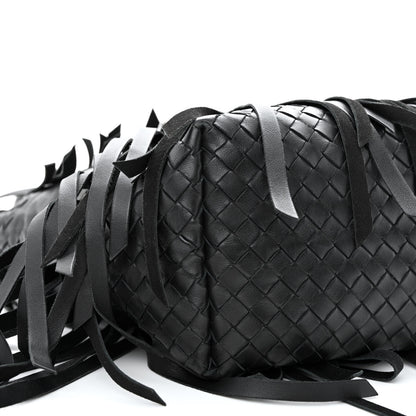 Bottega Veneta Nappa Fringe Woven Handle Tote Black 9 of 14
