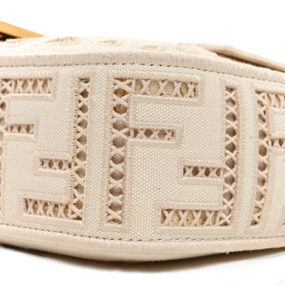 Fendi Canvas Cuoio Agata FF Ajour Embroidered Baguette Grezzo Cuoio 10 of 10