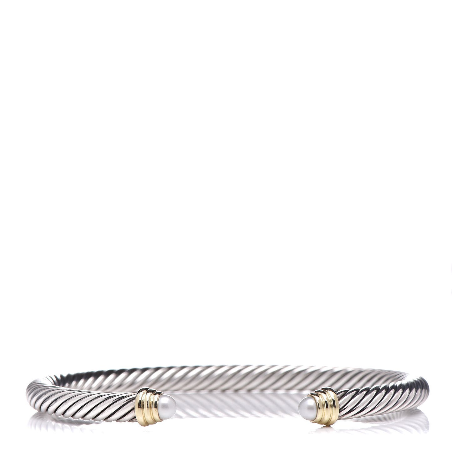 Sterling Silver 14K Yellow Gold Pearl 5mm Cable Classics Petite Color Bracelet