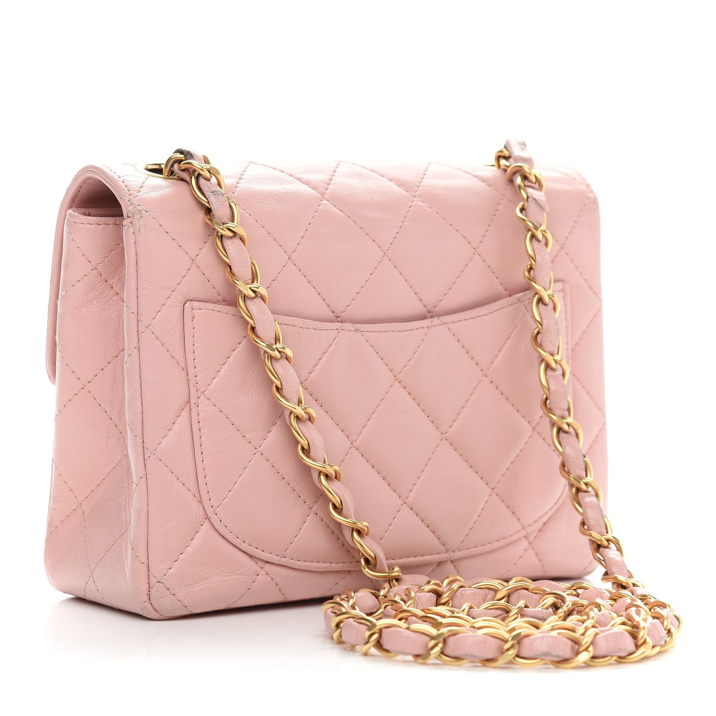 Lambskin Quilted Mini Square Flap Pink