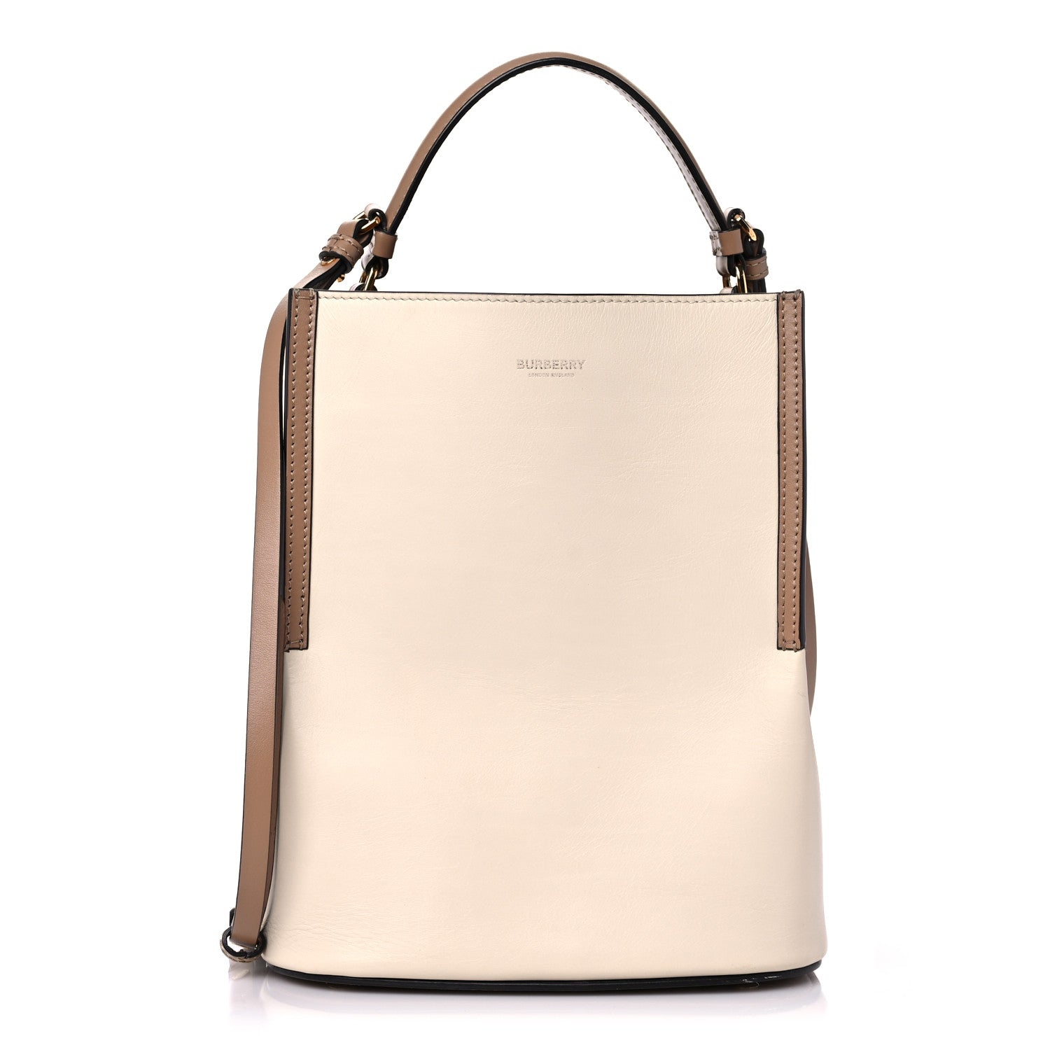 Burberry Calfskin Small Peggy Bucket Bag Cream 2 of 19