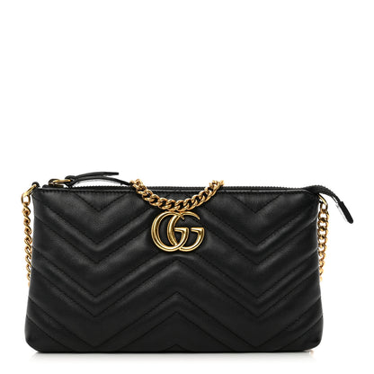 Gucci Calfskin Matelasse Mini GG Marmont Chain Bag Black 1 of 12