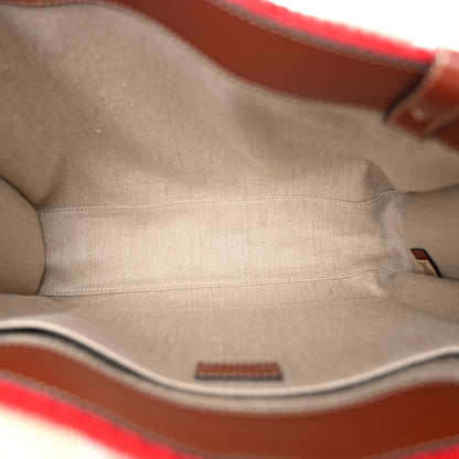 Chloe Knit Calfskin Medium Woody Ribbon Tote Red Multicolor 5 of 10