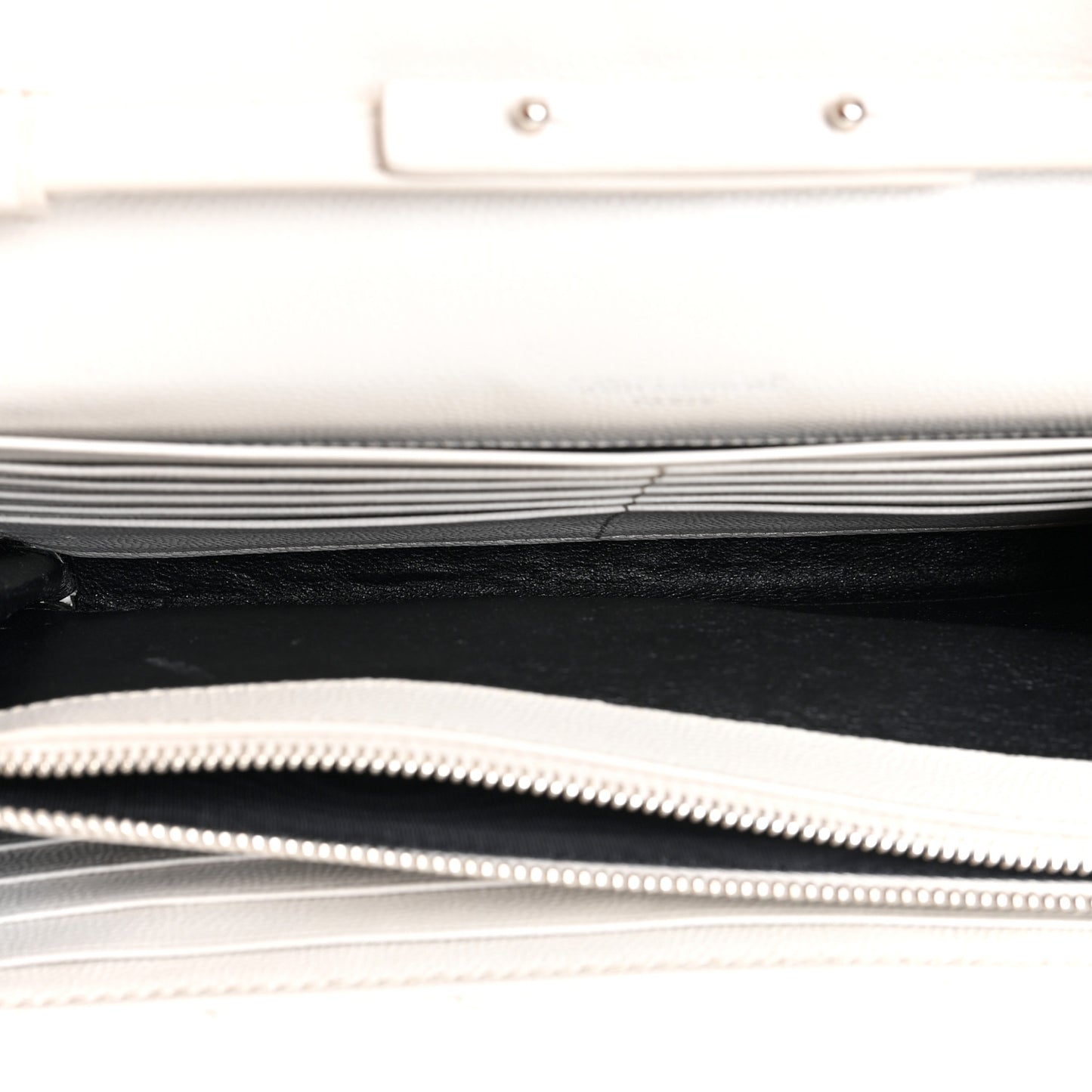 Grain De Poudre Matelasse Chevron Monogram Chain Wallet Optical White