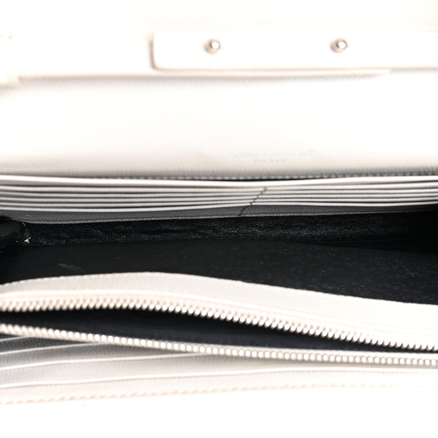 Saint Laurent Grain De Poudre Matelasse Chevron Monogram Chain Wallet Optical White 6 of 16