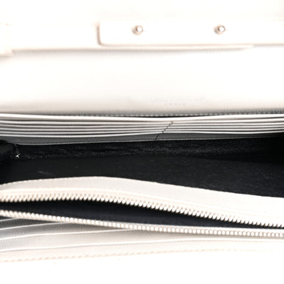 Saint Laurent Grain De Poudre Matelasse Chevron Monogram Chain Wallet Optical White 6 of 16