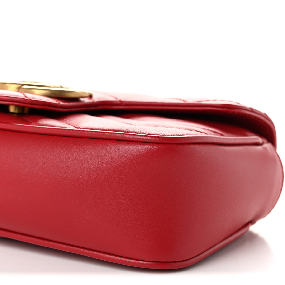 Gucci Calfskin Matelasse Super Mini GG Marmont Shoulder Bag Hibiscus Red 10 of 11